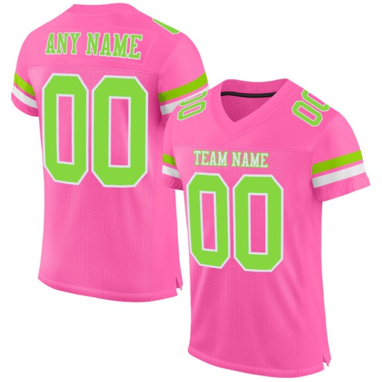 Custom Pink Neon Green-White Mesh Authentic Football Jersey Custom Pink Neon Green-White Mesh Authentic Football Jersey