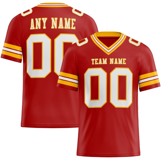 Custom Red White-Gold Mesh Authentic Football Jersey Custom Red White-Gold Mesh Authentic Football Jersey
