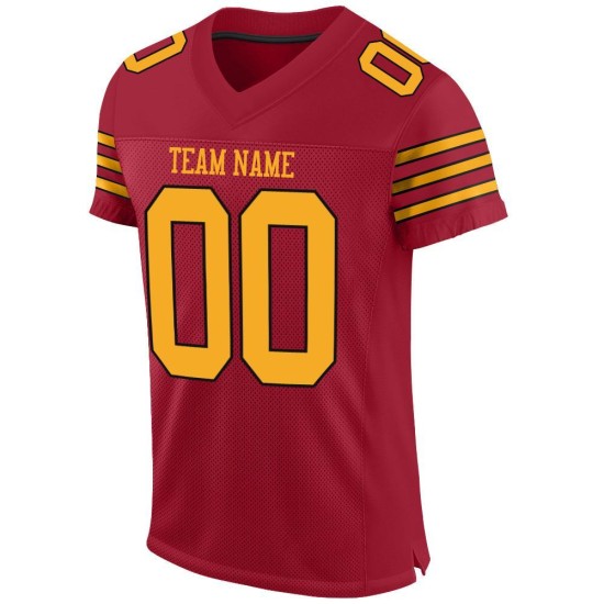 Custom Cardinal Gold-Black Mesh Authentic Football Jersey Custom Cardinal Gold-Black Mesh Authentic Football Jersey