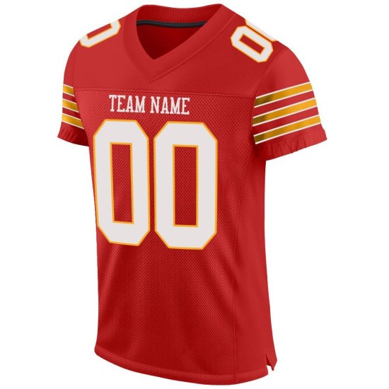 Custom Scarlet White-Gold Mesh Authentic Football Jersey Custom Scarlet White-Gold Mesh Authentic Football Jersey