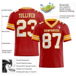 Custom Red White-Gold Mesh Authentic Football Jersey Custom Red White-Gold Mesh Authentic Football Jersey